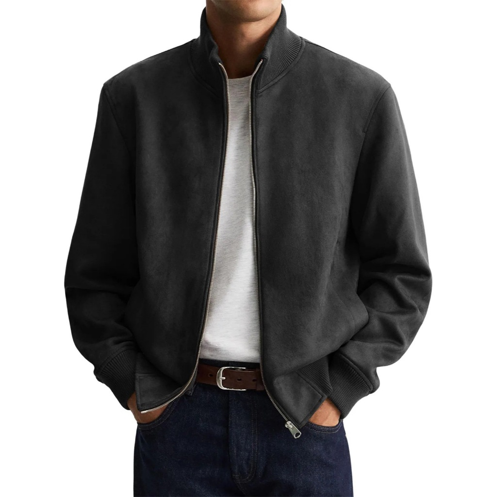 JAKET PRIA /KOREAN STYLE - Jaket Pria Leher Berdiri Tebal, Zipper, Lengan Panjang, Casual Outerwear
