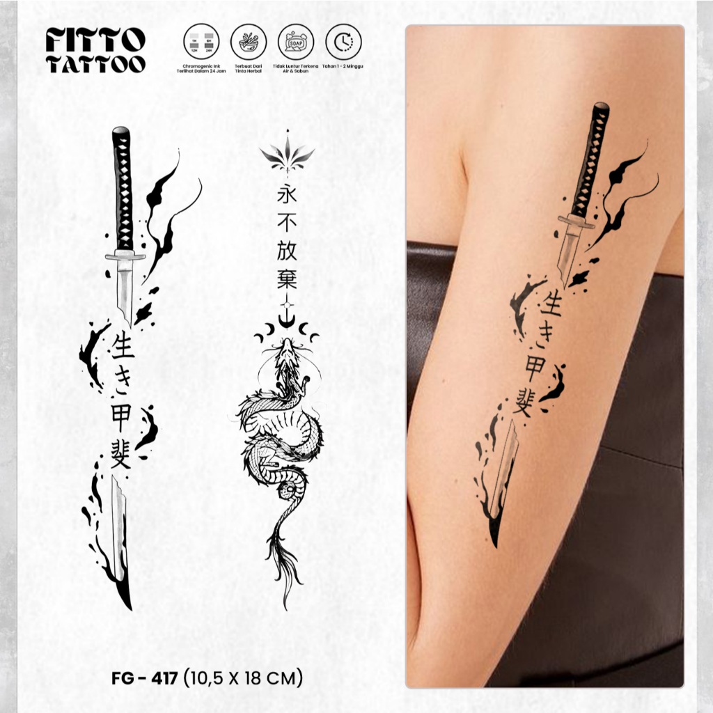 Tatto Temporary Samurai Dragon Koi Tato Temporer Fruit Ink Japanese Aesthetic Waterproof