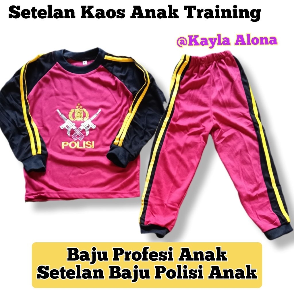 Baju Profesi Anak Setelan Baju Polisi Anak | Setelan Kaos Anak Polisi | Setelan Baju Training Anak P