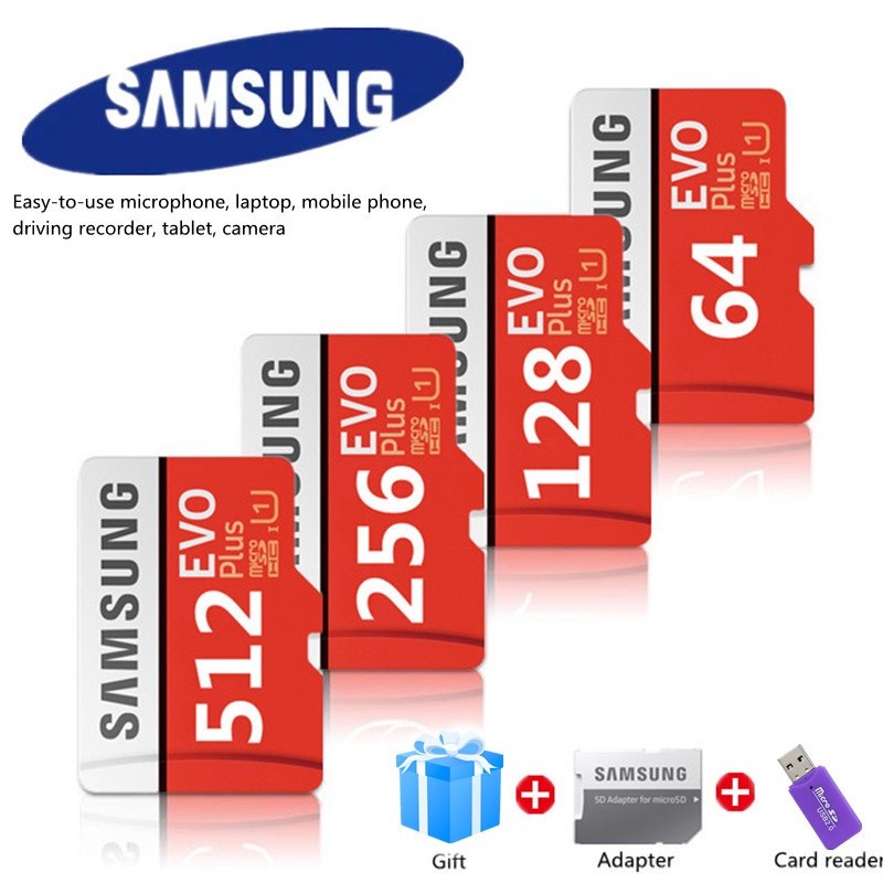 Samsung Micro SD Card 512GB 256G 128GB Class10 U3 SDXC-Class EVO+ Micro SD Memory Card