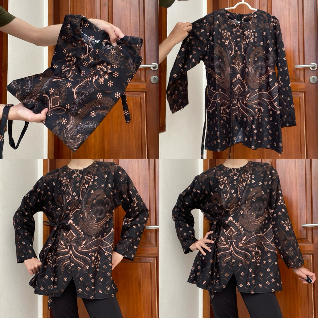 Blouse Batik Coklat Wanita Lengan Panjang