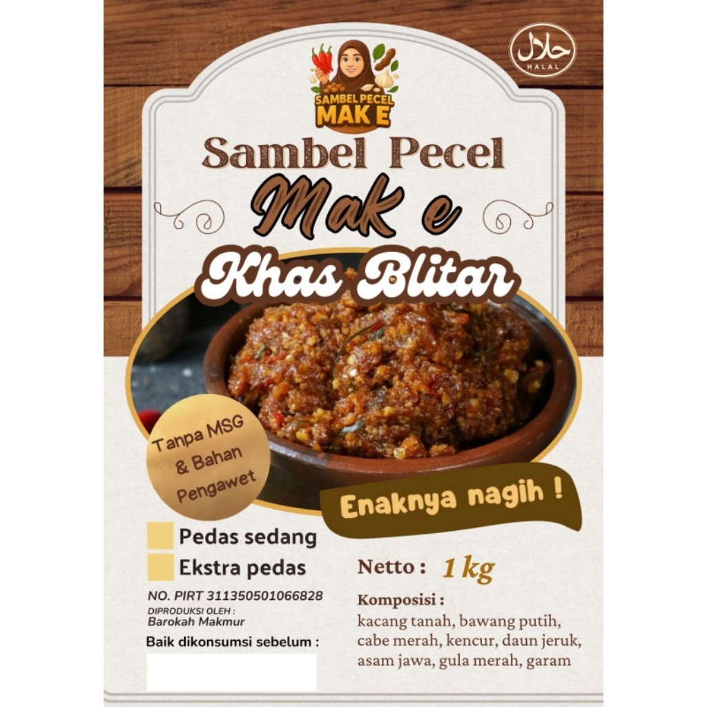 SAMBEL PECEL BLITAR 1 KG/ SAMBAL PECEL KACANG MURNI TANPA MSG DAN PENGAWET