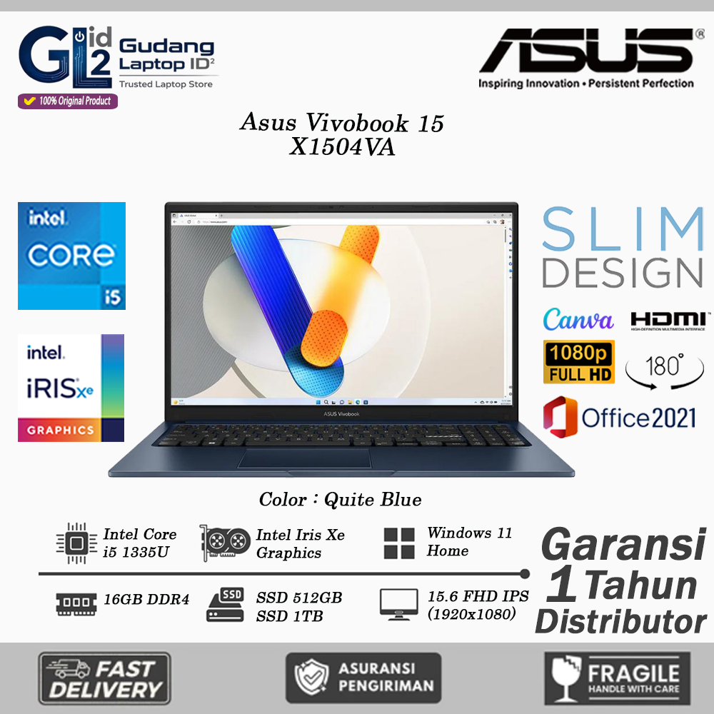Laptop Asus VivoBook 15 X1504VA Intel Core i5 1335U 24GB 1TB SSD 15.6 FHD Windows 11 Home