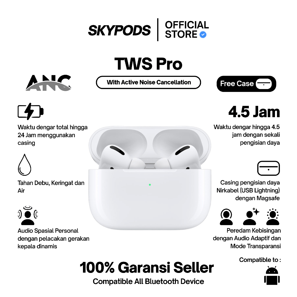 SkyPods PRO ANC Wireless Bluetooth Earphone TWS Mini Earbuds Headphone With Pop Up Animation
