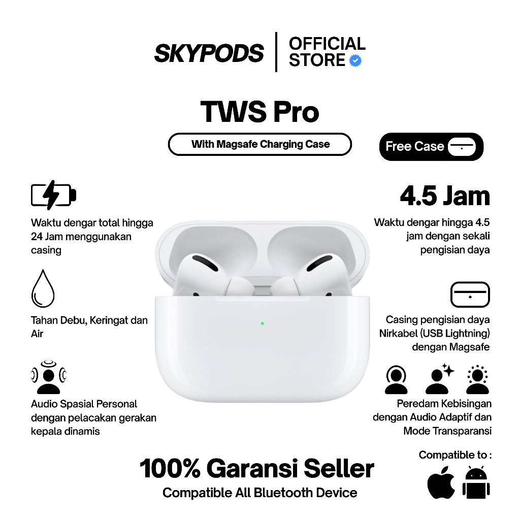 SkyPods PRO Wireless Bluetooth Earphone TWS Mini Earbuds Headphone With Pop Up Animation by Skypods 