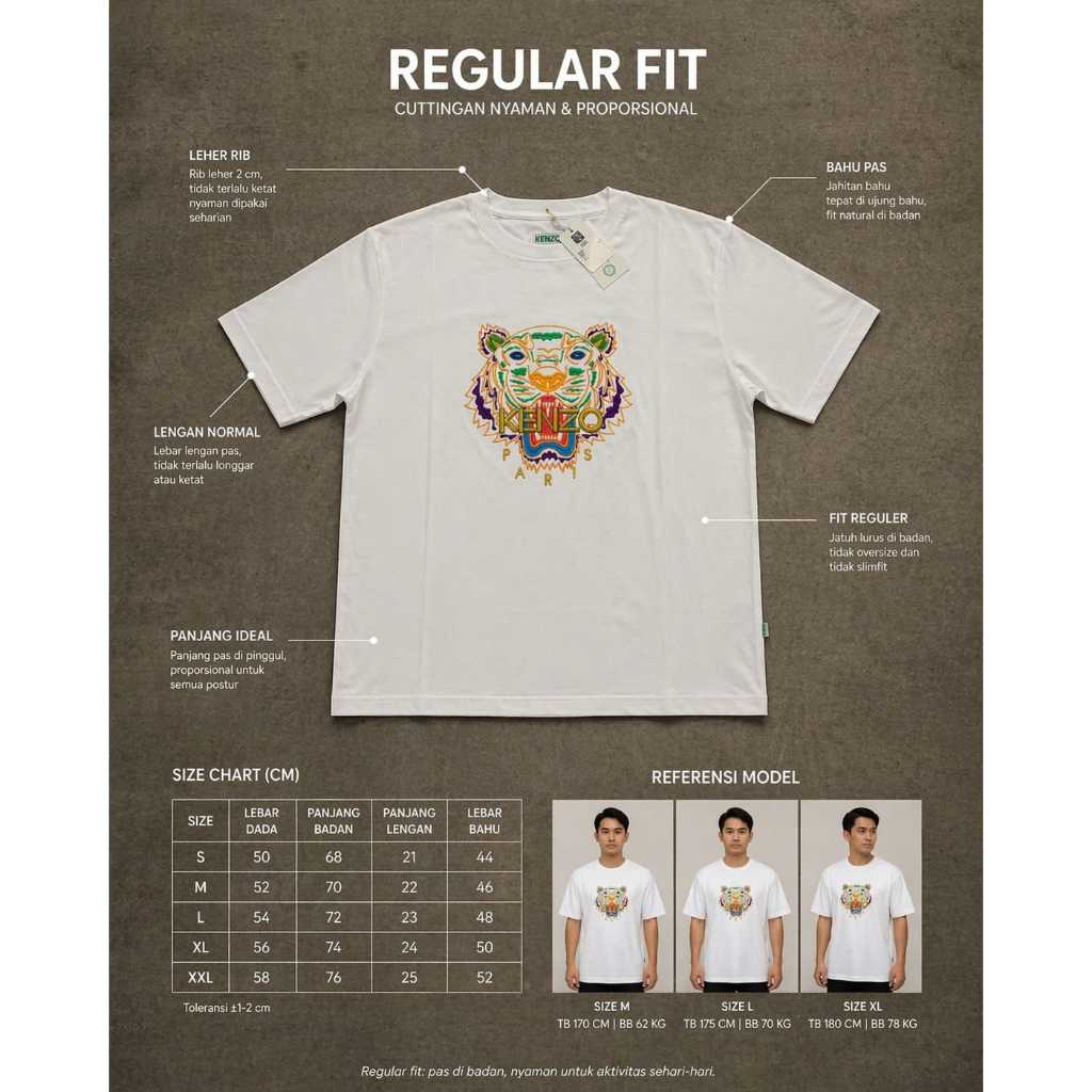 T-Shirt Premium Kenzo Kaos Premium Motif Full Bordir Size M,L,XL Kaos Unisex Cowok & Cewek
