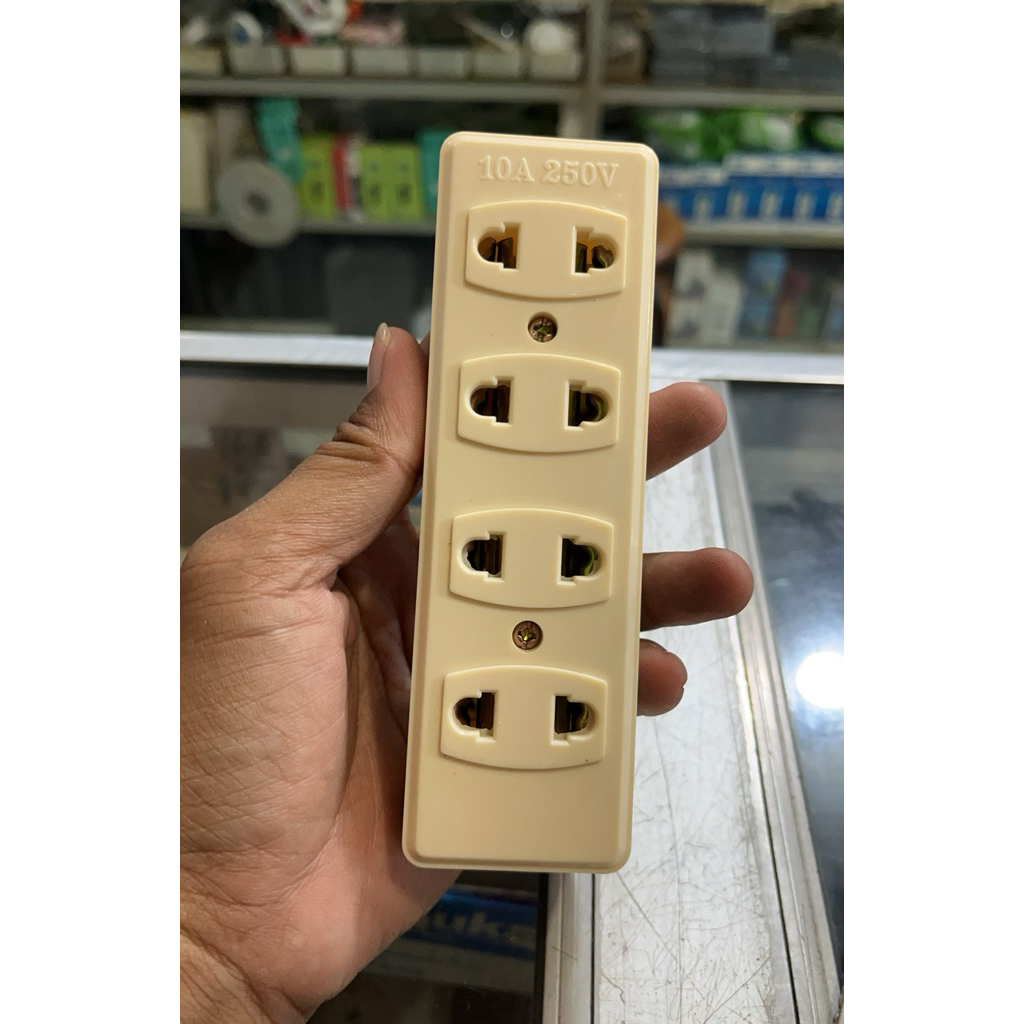 STOP KONTAK GEPENG MERK BRIGHT - G 4 LUBANG