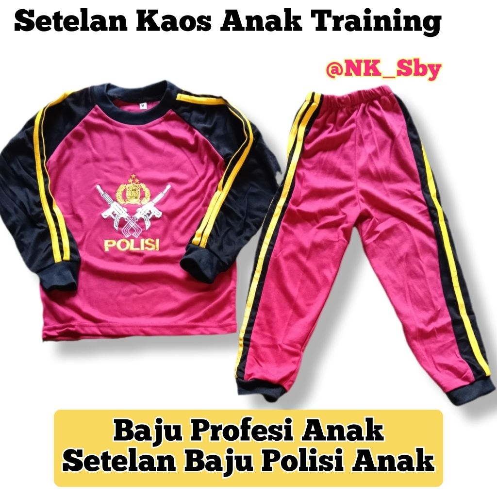 Baju Profesi Anak Setelan Baju Polisi Anak | Setelan Kaos Anak Polisi | Setelan Baju Training Anak P