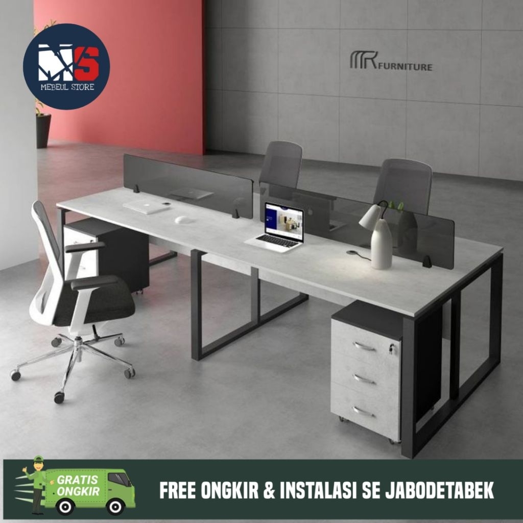 meja kerja staff 4 orang - workstation 240 × 120 cm - meja kerja kantor