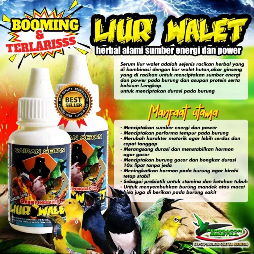 Cairan Setan Penggacor + Liur Walet – Gacor Seketika, Durasi Panjang, Anti Macet & Stamina Maksimal