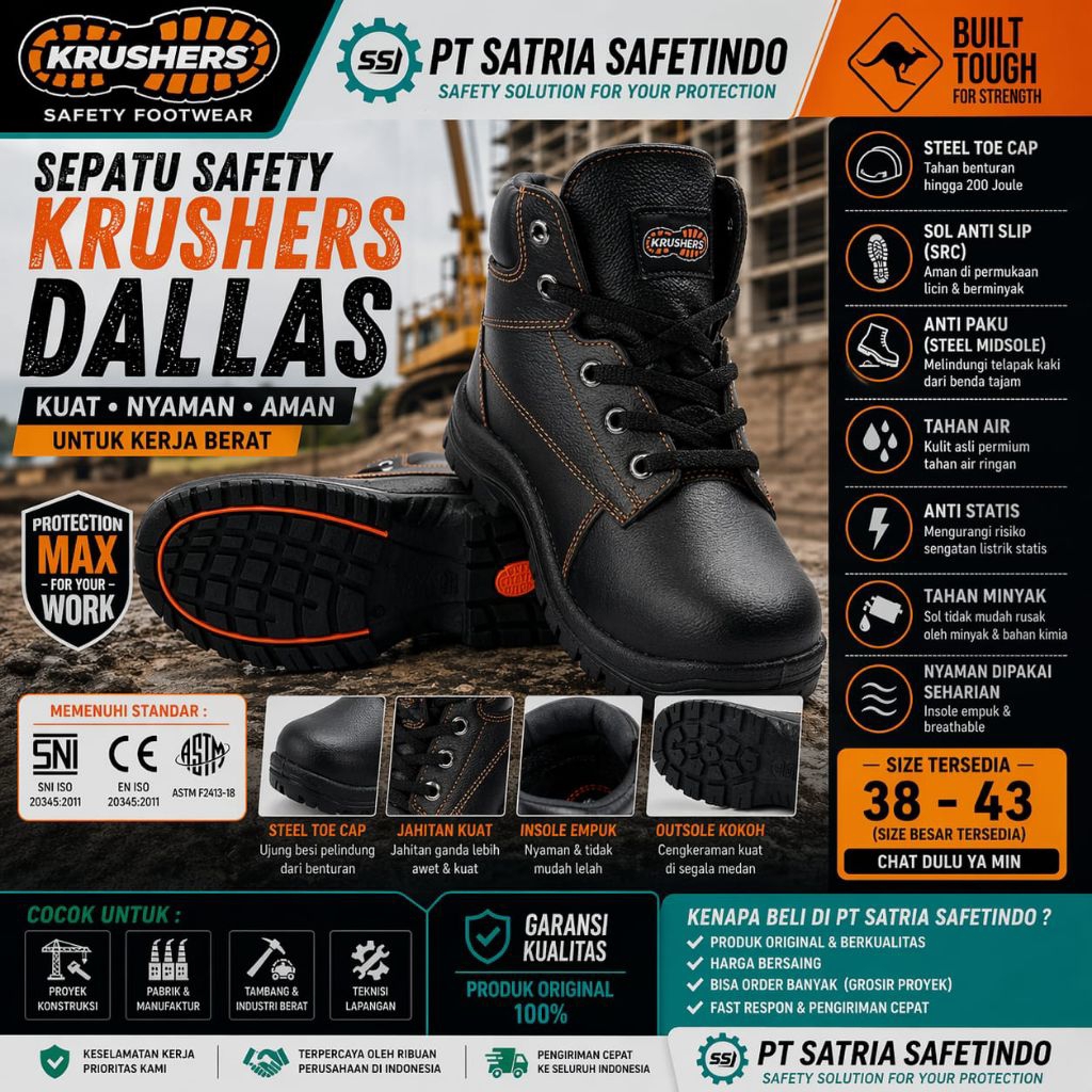 Sepatu Safety Krushers Dallas Berkualitas - Safety Shoes Krushers Dallas Original
