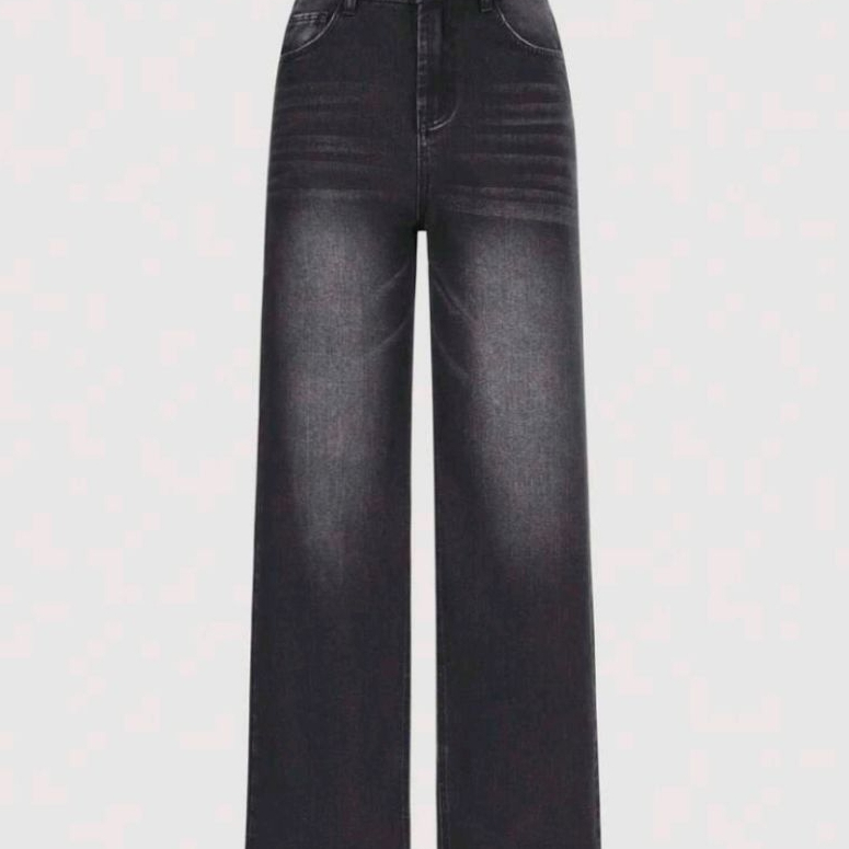 Highwaist Kulot Retro Loose Jeans Pria Wanita - Celana Jeans Panjang Wanita - Highwaist Kulot Jeans