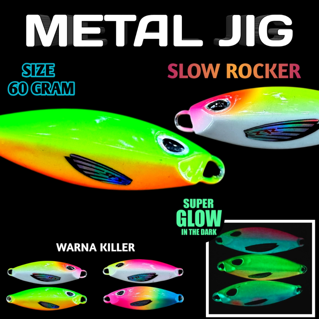 Metal Jig Umpan Pancing 60 Gram Slow Rocker Full Gid Assist Hook Jig 60 Gram Killer Pabrik Umpan SRF