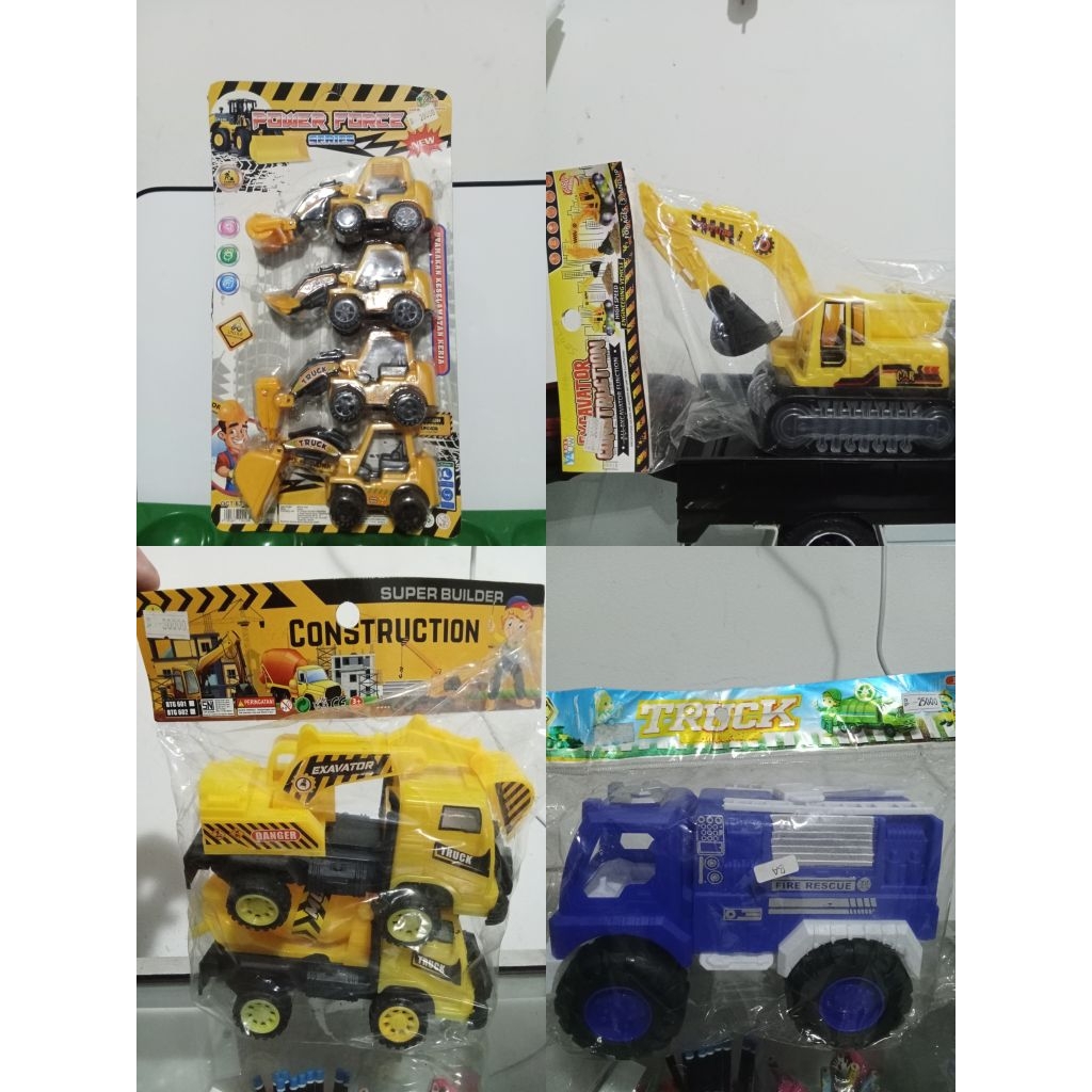 Mainan Mobil Truk Konstruksi Excavator Beko Molen Pemadam - Bahan Plastik