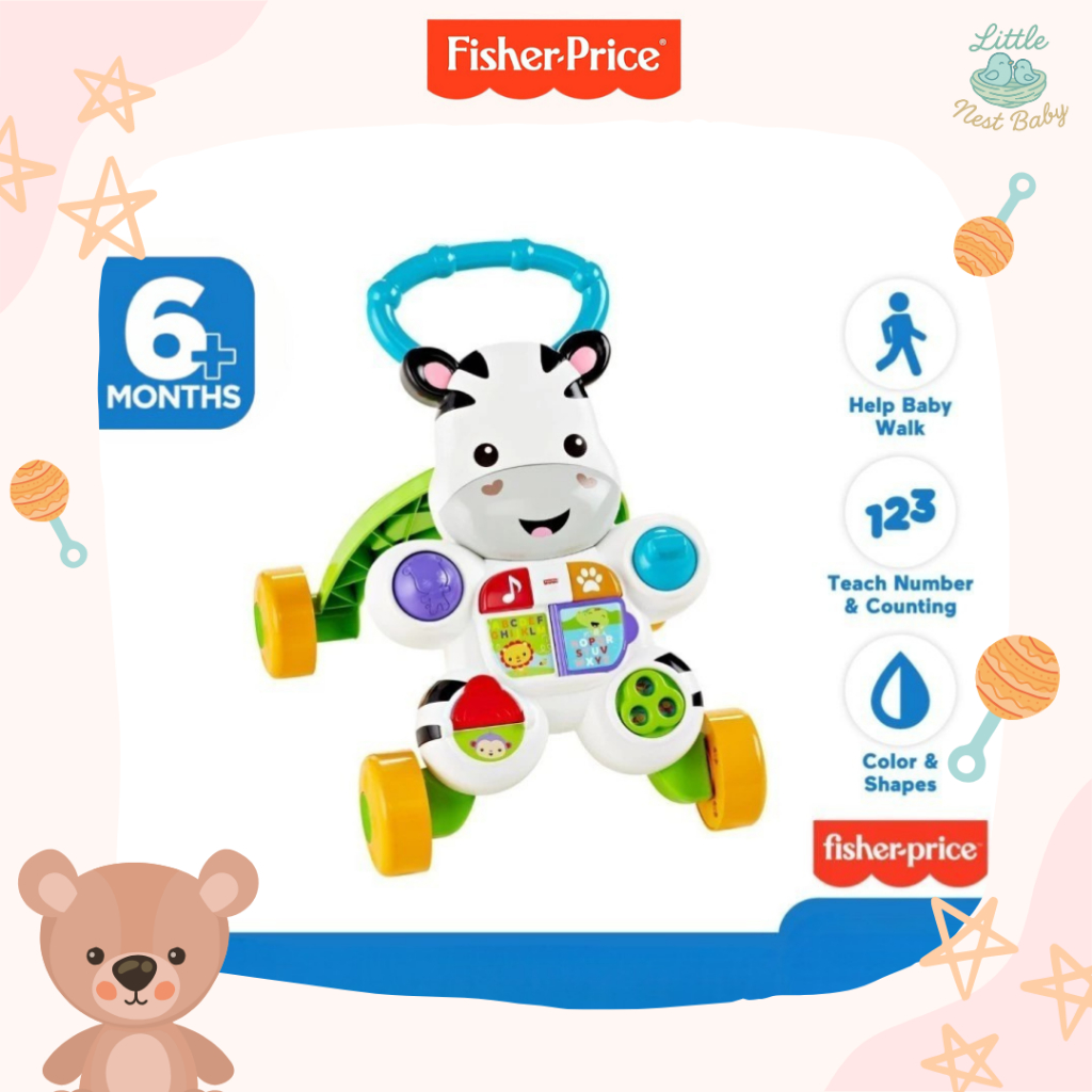 Fisher Price Infant Learn with Me Zebra Walker Push Walker Bayi 6+ Bulan Mainan Dorong Bayi Belajar 