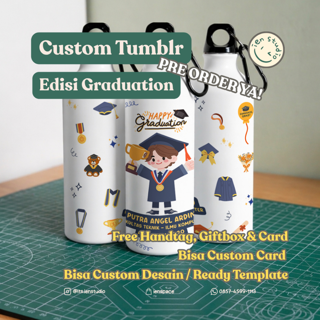 Tumbler Wisuda Custom Nama & Foto – Hadiah Wisuda Aesthetic, Kado Kelulusan Unik untuk Sahabat, Paca