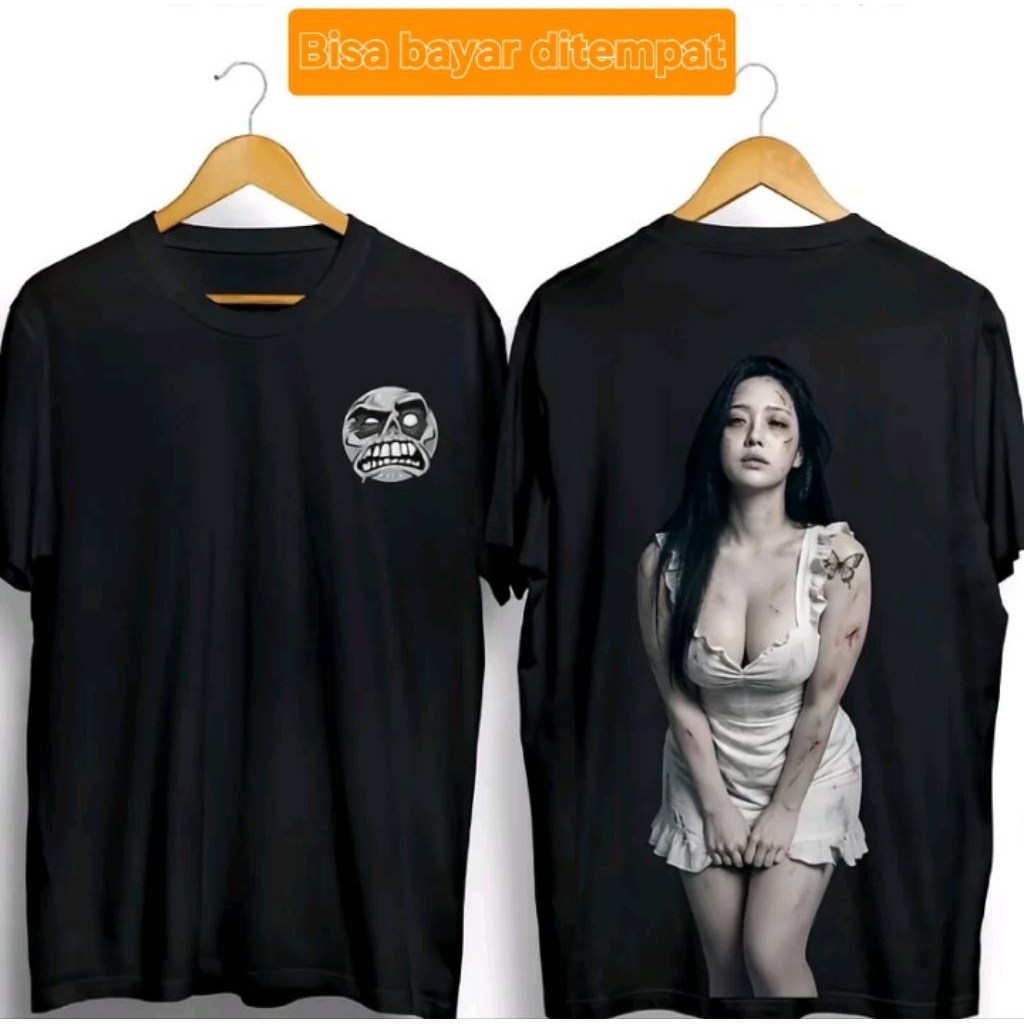 Kaos Hantu Cewek Cantik Sexy-Edisi Horor//Baju Atasan kaos Lengan Pendek murah//Unisex