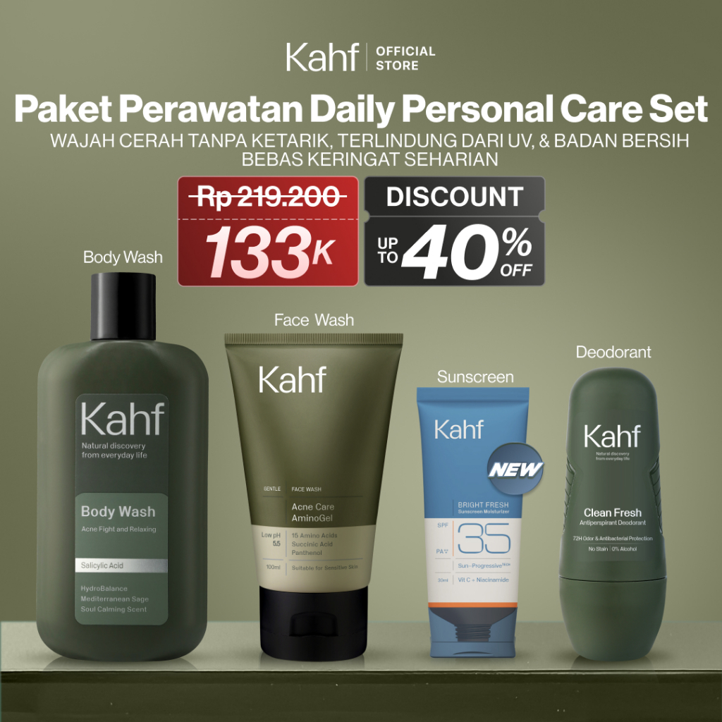 [PAKET AFFILIATE KAHF BUNDLE 4IN1 PAKET PERAWATAN DAILY USE ESSENTIALS] Paket Personal Care (Face Wa