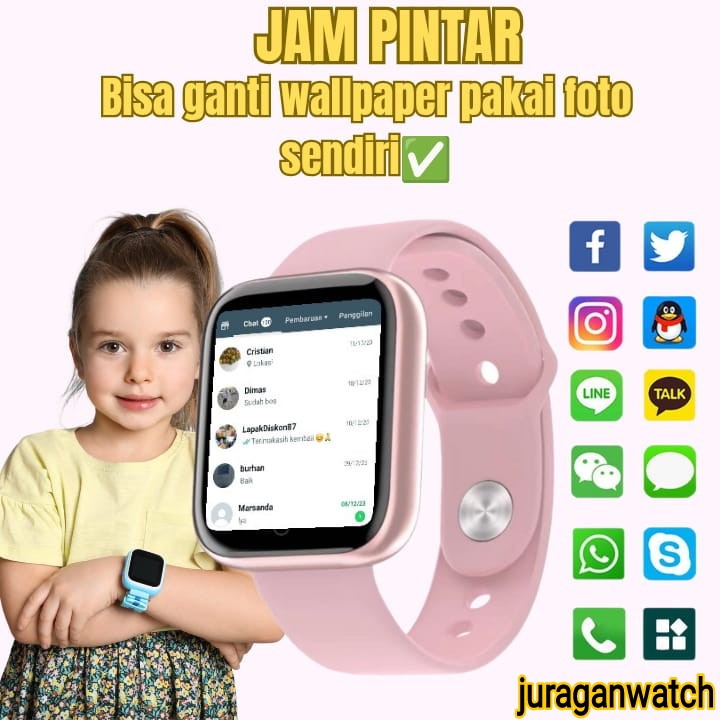 Jam Tangan Pintar HP Android Smartwatch Imo Anak Pria Wanita Dewasa Notif Whatsap Wa Facebook Teleph