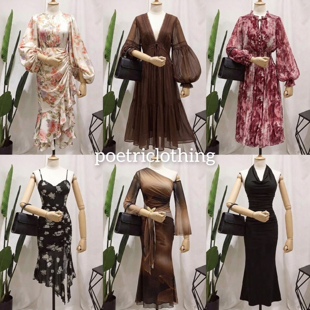 Dress Wanita ruffles bunga dress mini dress premium Korean style dress lengan balon dress tali satu