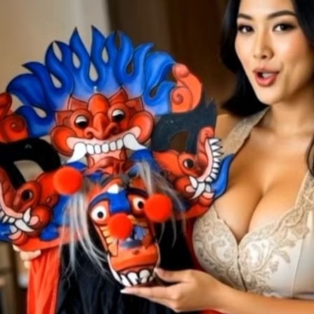 Mainan Barongan Kayu Anak Caplokan Naga Kemul Panjang Tradisional