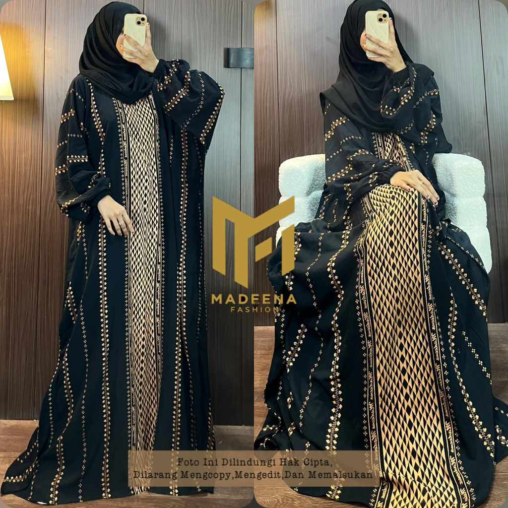 Kaftan Alma Ld 180 cm Bahan Rayon Adem Nyaman Busui Bumil Gamis Dress Abaya Wanita Remaja Dewasa Can