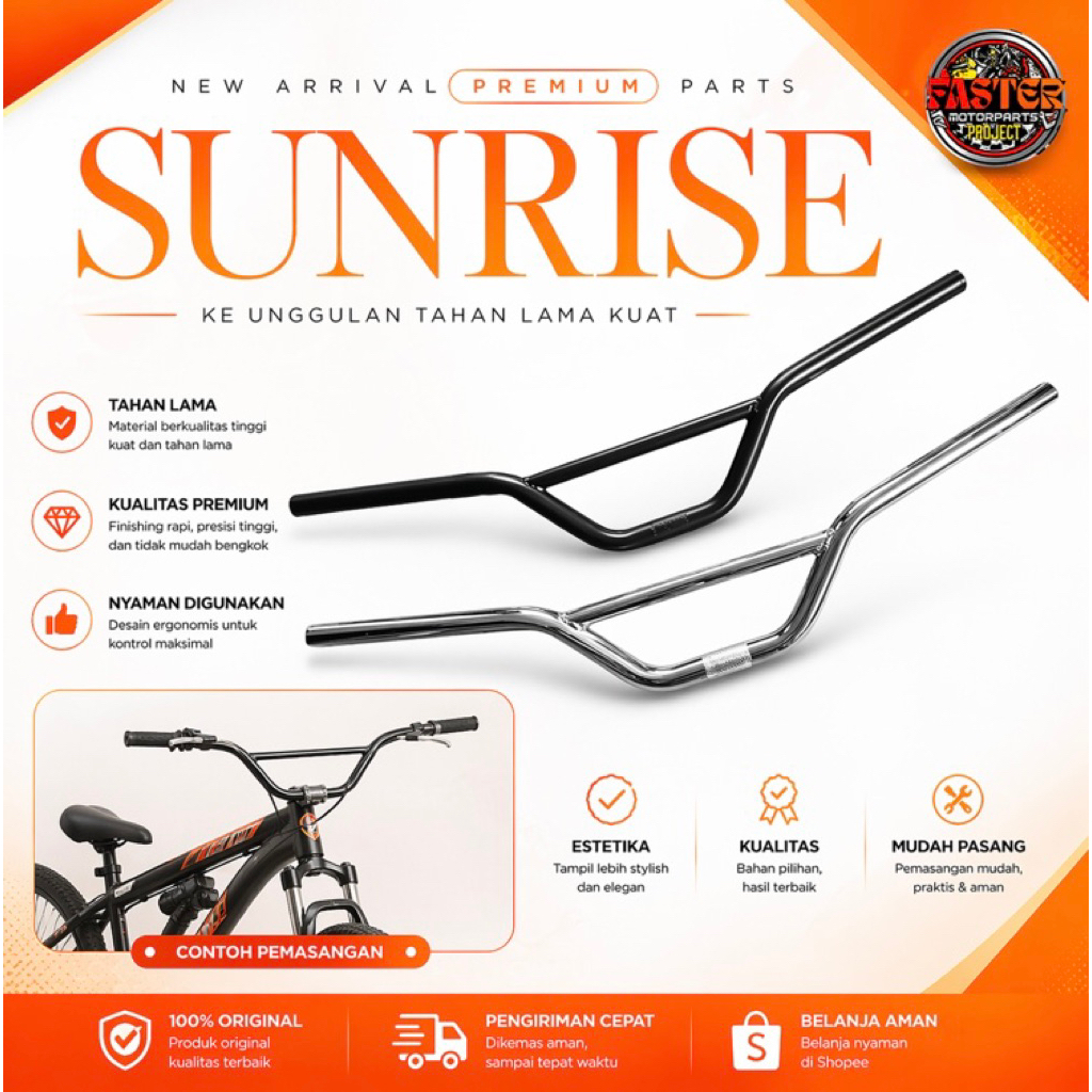 Stang Handlebar Sepeda Sunrise BAR MTB MINIVELO Commuter bike Murah