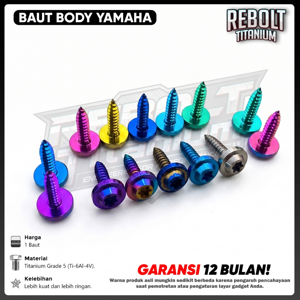 Baut Titanium Body Kasar Yamaha Mio Fino Nmax Aerox Nouvo Xeon Jupiter Drat Kasar GR5 REBOLT