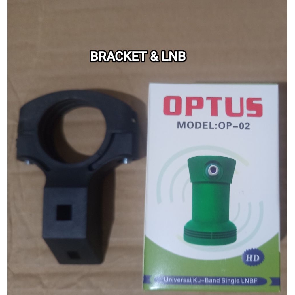 LNB Optus single kuband dan Bracket Parabola mini