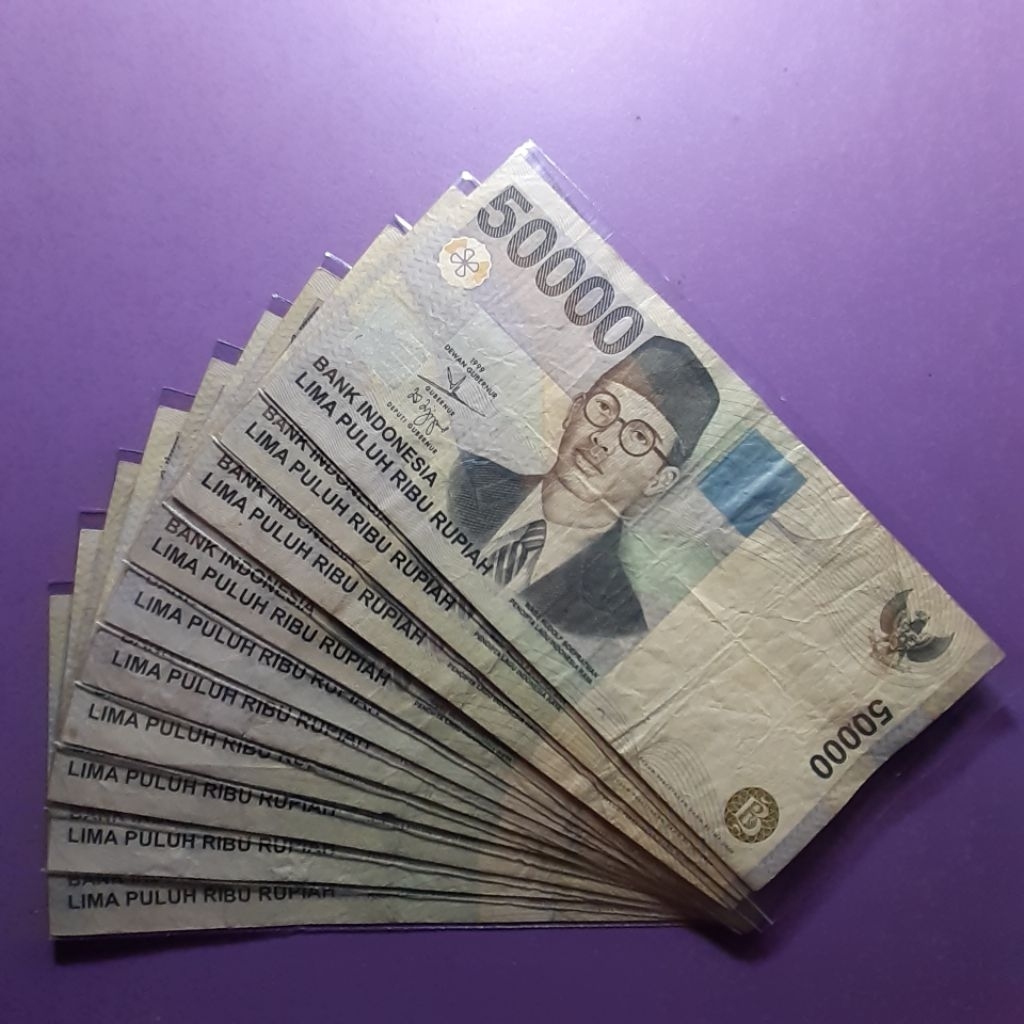 Uang kuno 50000 rupiah wr supratman tahun 1999