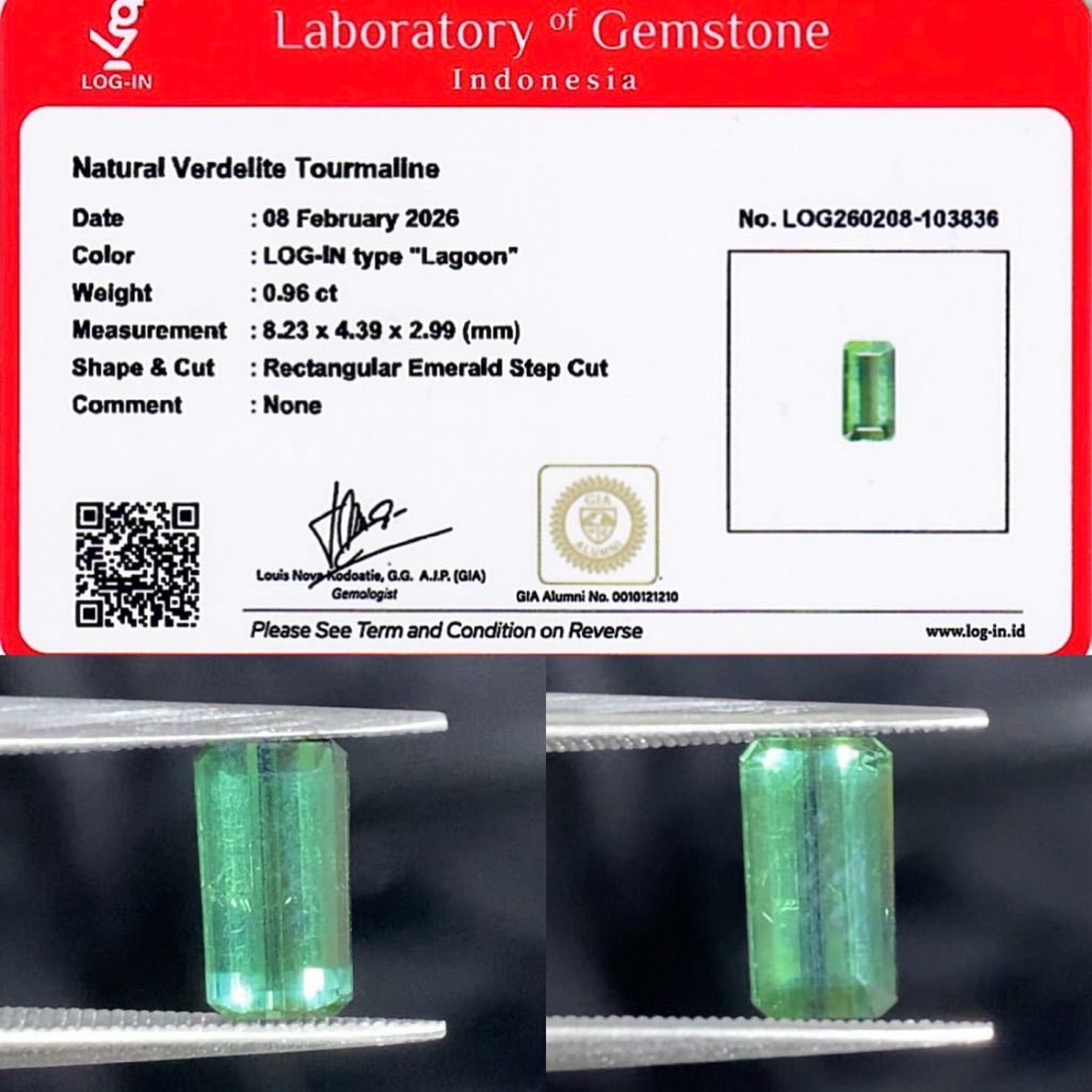 0,96 cts Natural Lagoon color Verdelite Tourmaline origin Est. Mozambique No Treatment Memo LOGIN