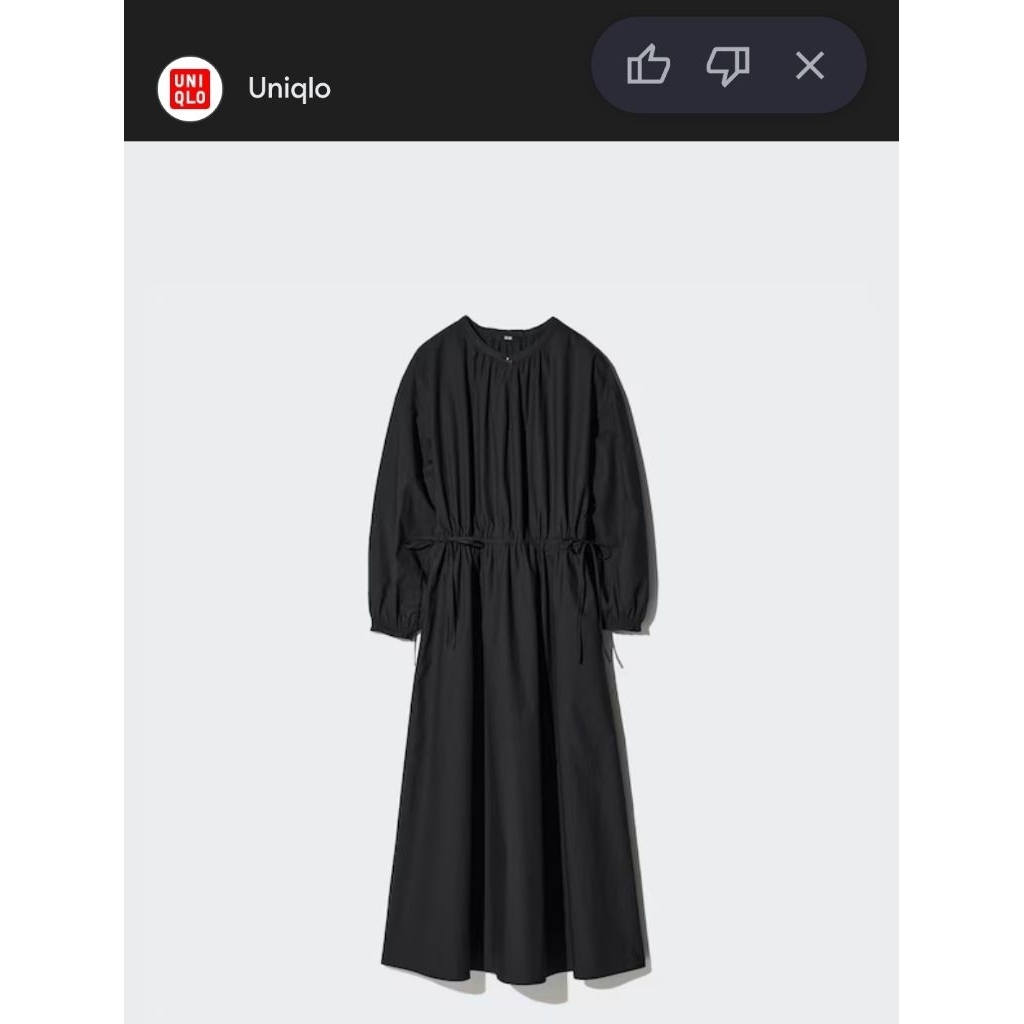 Dress Poplin Uniqlo Hitam Preloved Second