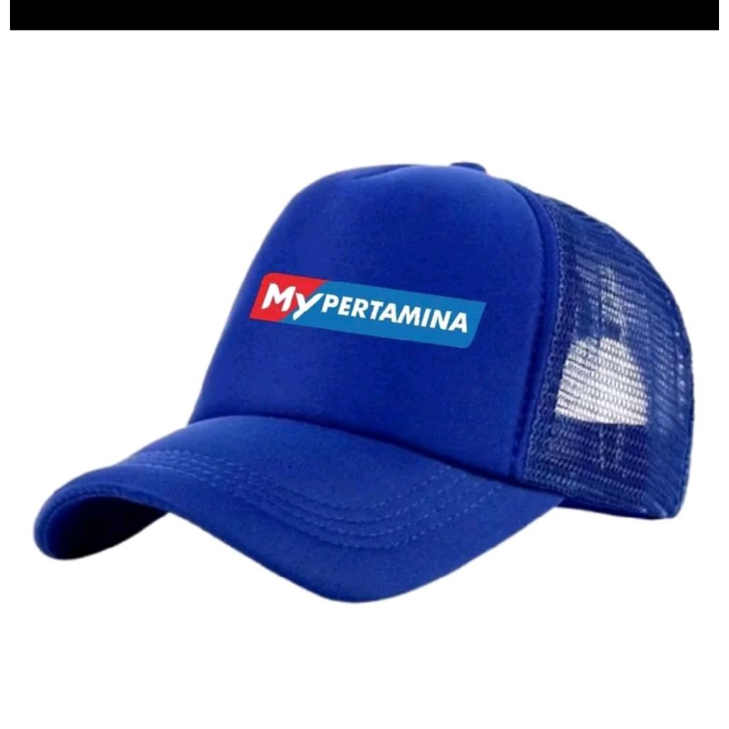TOPI TRUCKER MY Pertamina Logo depan Sablon