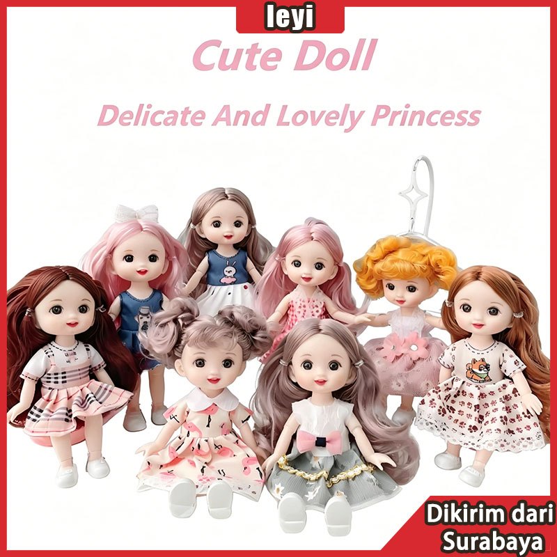 17cm boneka yuna BJD Doll Toys Sendi fleksibel Princess Girls Mini Cute Hadiah buat cewek boneka luc
