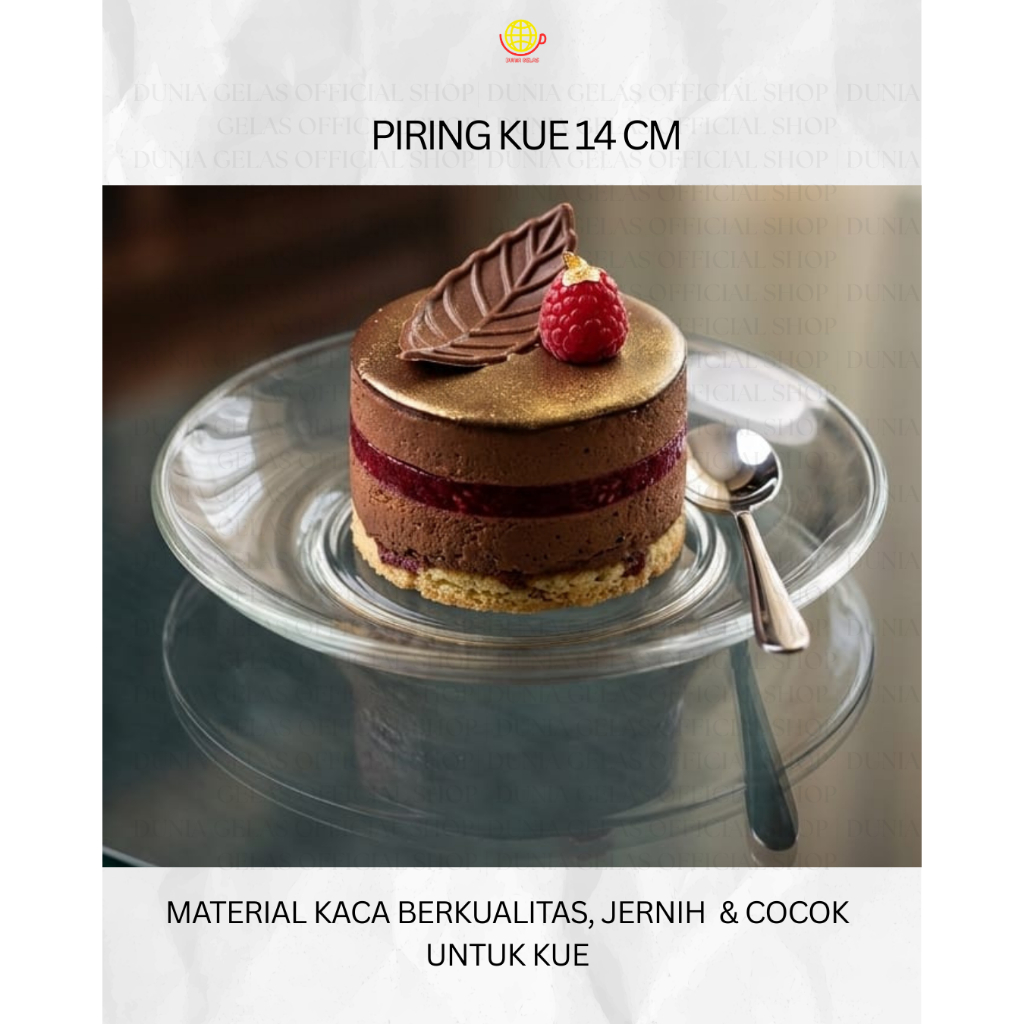 Piring Kue Diameter 14cm/Piring Tatakan Gelas/Dessert Plate 14 cm/Piring Kaca Bening