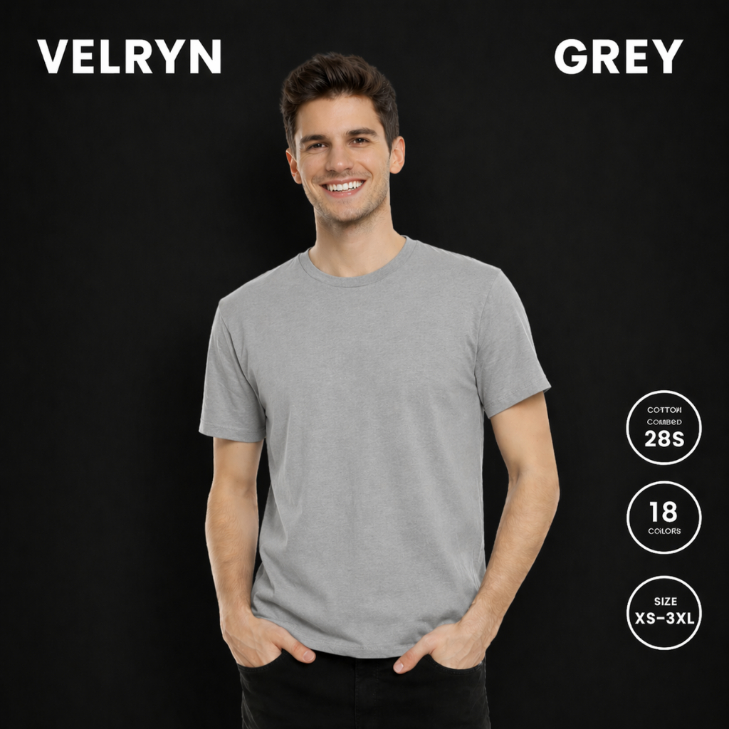 VELRYN Bundling Basic Kaos Polos Pria Lengan Pendek Unisex - Abu 2 Pcs