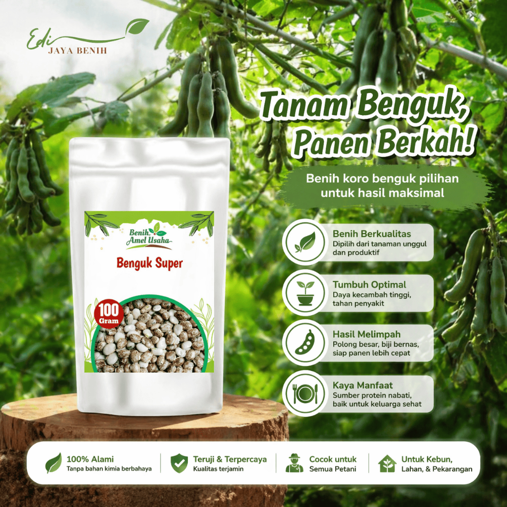benih koro benguk super isi 100 gram / koro benguk kemasan standing pouch / benguk 1 ons