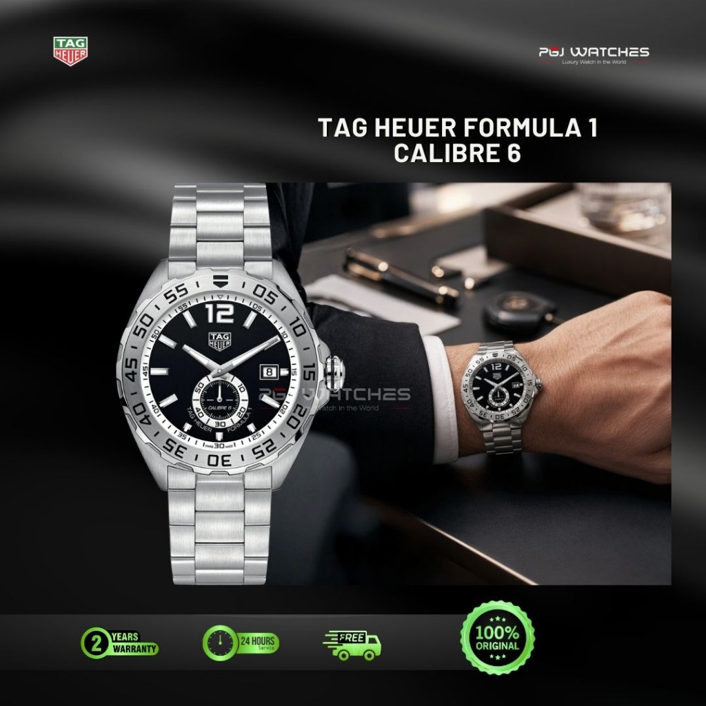 TAG HEUER Formula 1 Calibre 6 Black Dial Stainless Steel 43mm Automatic - WAZ2012.BA0842