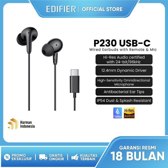 EDIFIER P230 USB-C Wired Earbuds with Remote and Mic