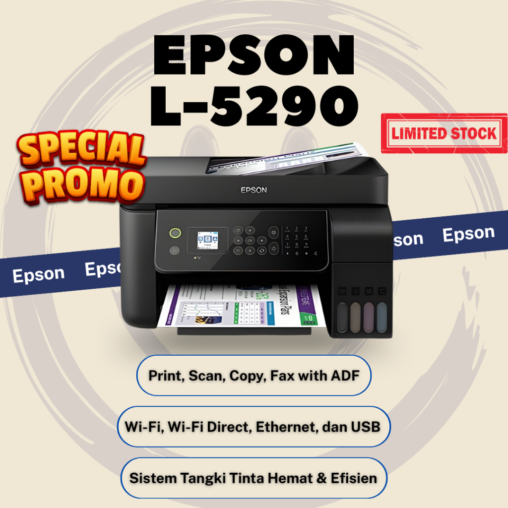Epson L5290 All In One Printer WiFi Scanner Copier Fax Original Baru