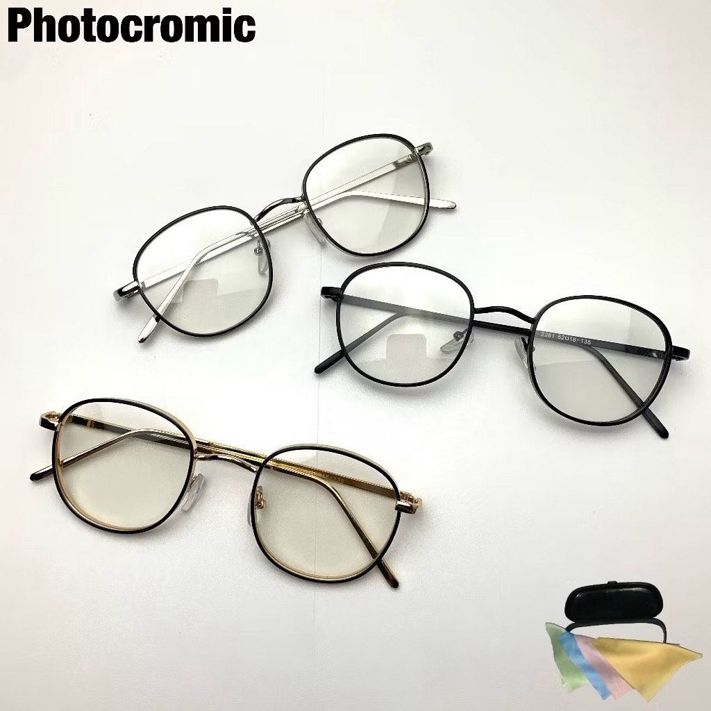 kacamata 2261 oval model GM kacamata photocromic murah minus silinder plus lensa berubah warna anti 