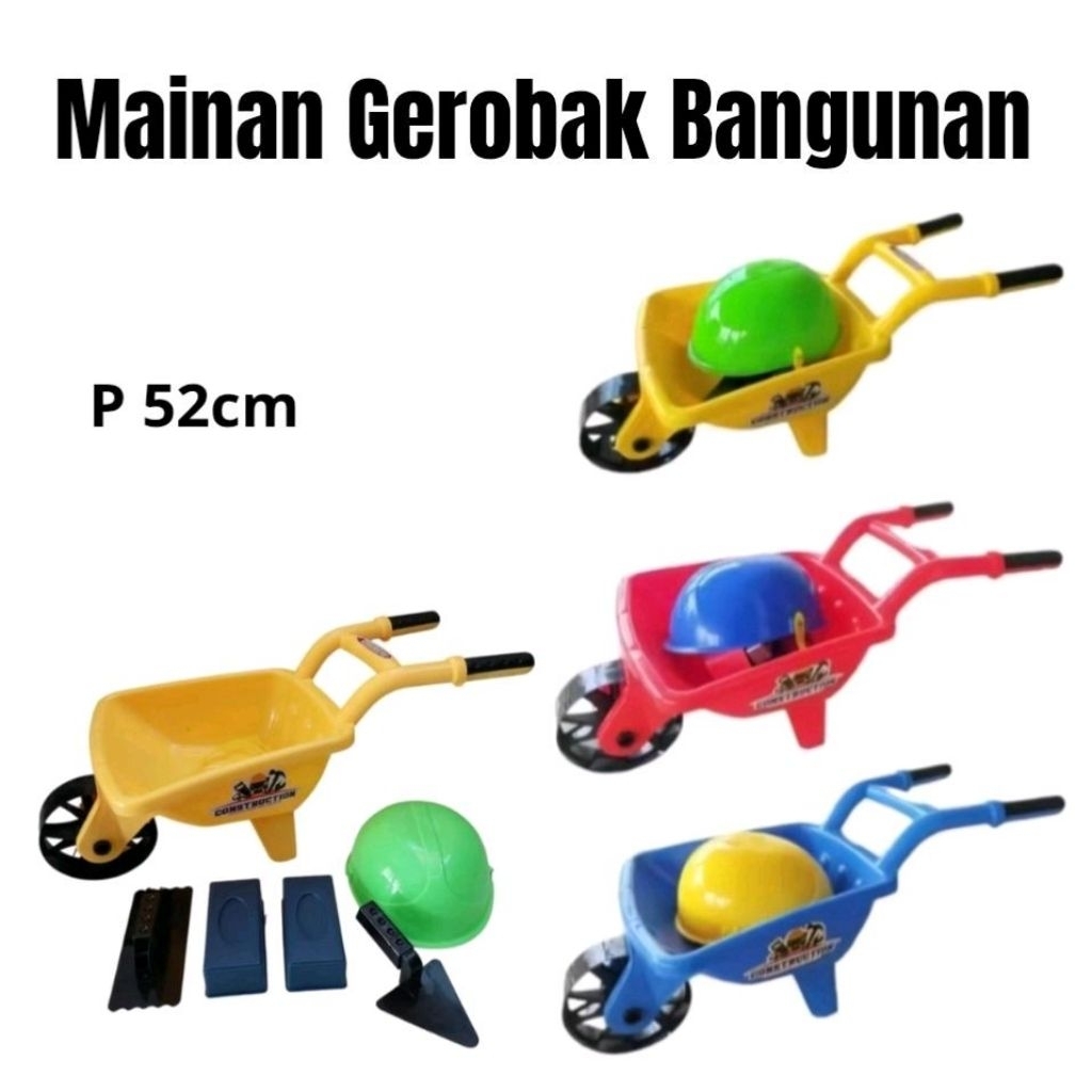 Mainan Anak Trolly Bangunan Mainan Edukatif Gerobak Tukang Pasir Aman Kuat Terbaru Cocok untuk Kado 