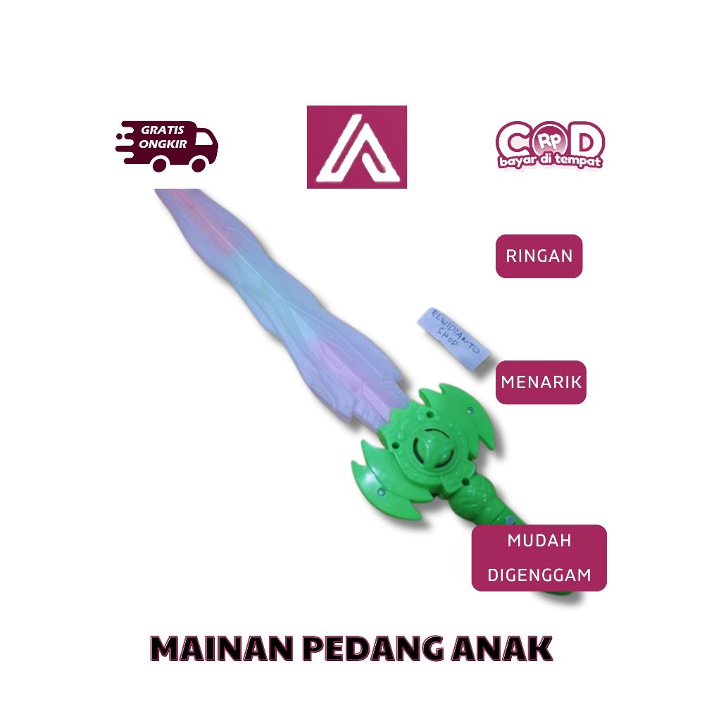 Mainan Pedang Samurai Anak Lampu  Pedang Plastik Power Ranger Free Baterai