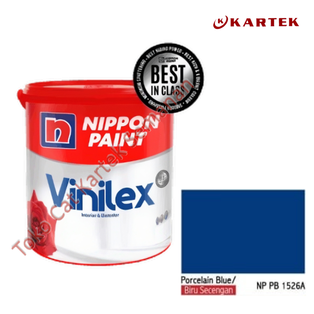 Nippon Paint Vinilex PORCELAIN BLUE / BIRU SECENGAN NP PB 1526A Cat Tembok Interior Eksterior Biru N