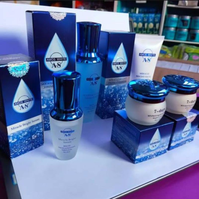 Paket Amos White Paket Perawatan Wajah 7 Hari (Day Cream, Night Cream, Sabun, Serum, Toner)
