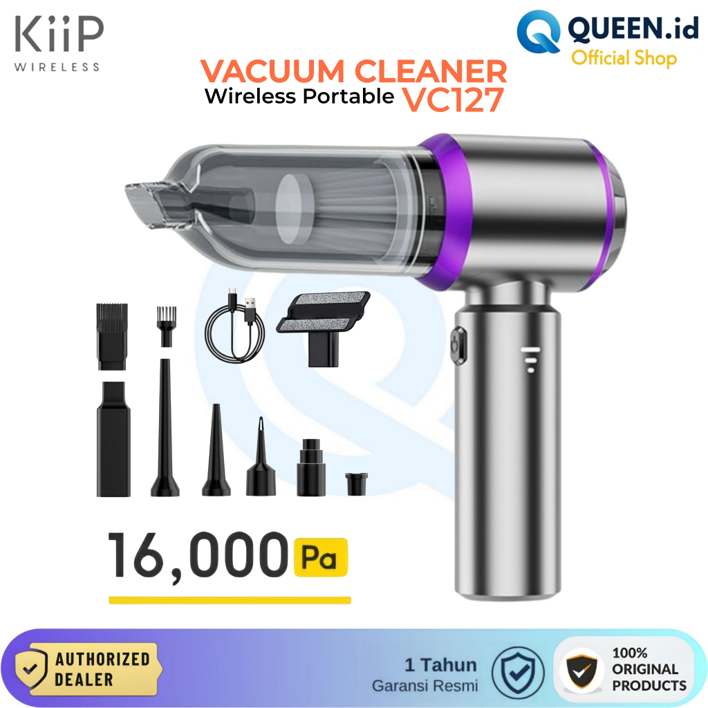 KIIP Vacuum Cleaner Wireless Portable 16000Pa Penyedot Penghisap Debu Genggam 3in1 Mobil Rumah Multi