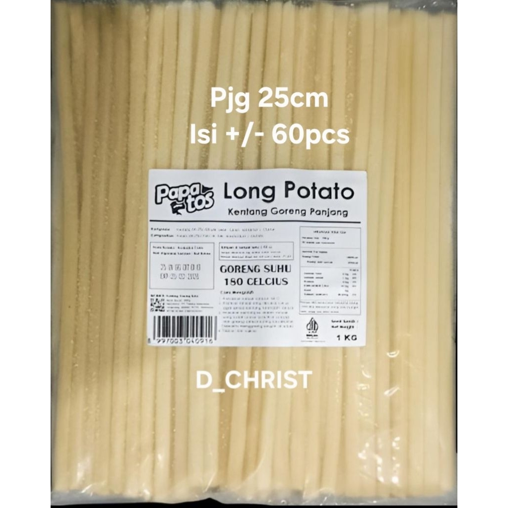 PAPATOS Long Potato Frozen 1kg | Kentang Panjang 1kg | Long Potato 1kg Frozen