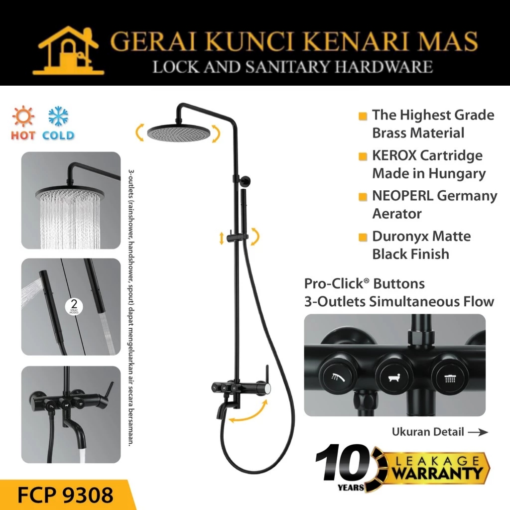 PALOMA FCP 9308 Shower Tiang Set Column Kamar Mandi Keran Kran Air Panas Dingin