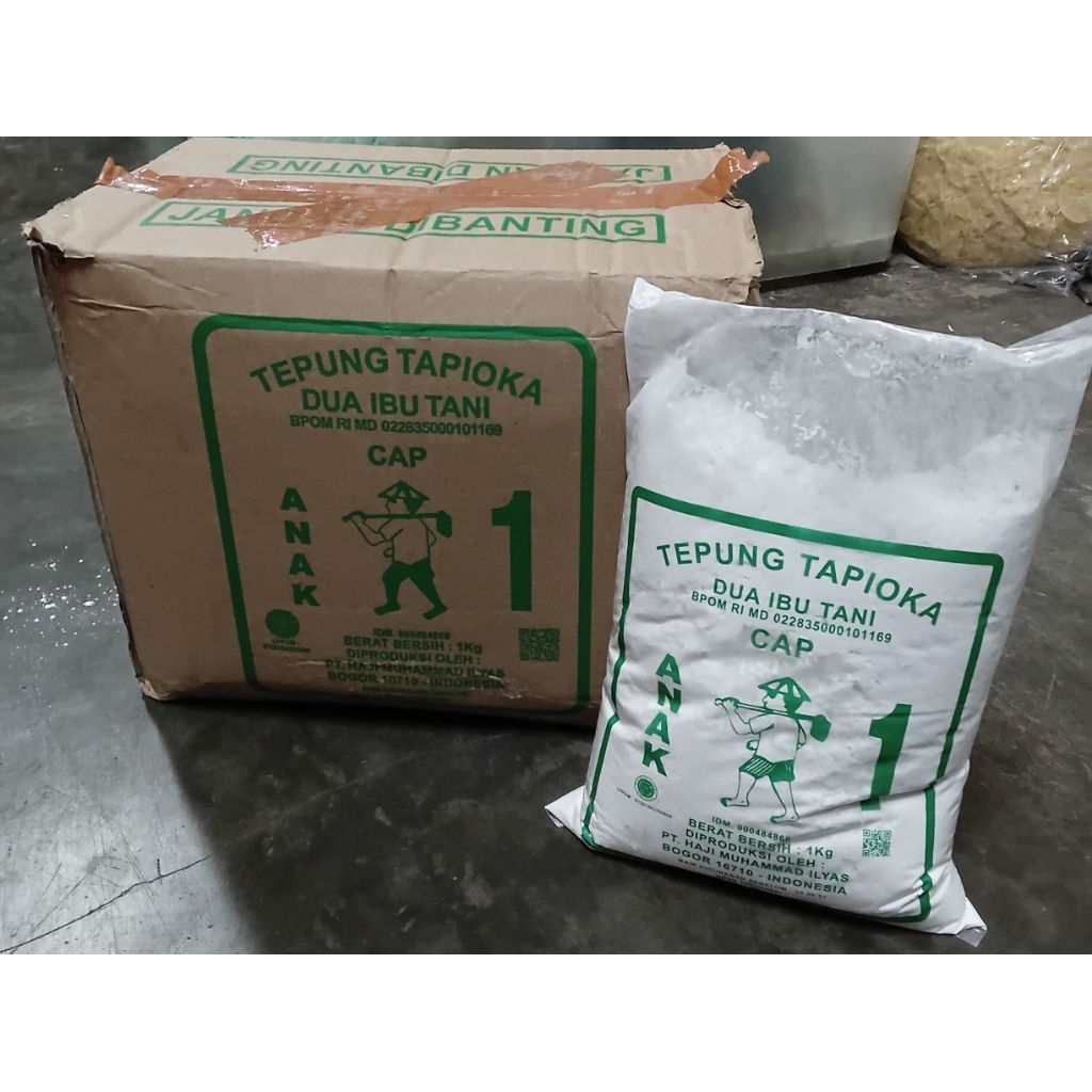 Sagu Tani Dua Ibu Cap Anak 1 isi 1kg Dus / Sagu Tani Dua  Ibu Tani cap Anak 1 Kemasan 1kg Dus / Tepu