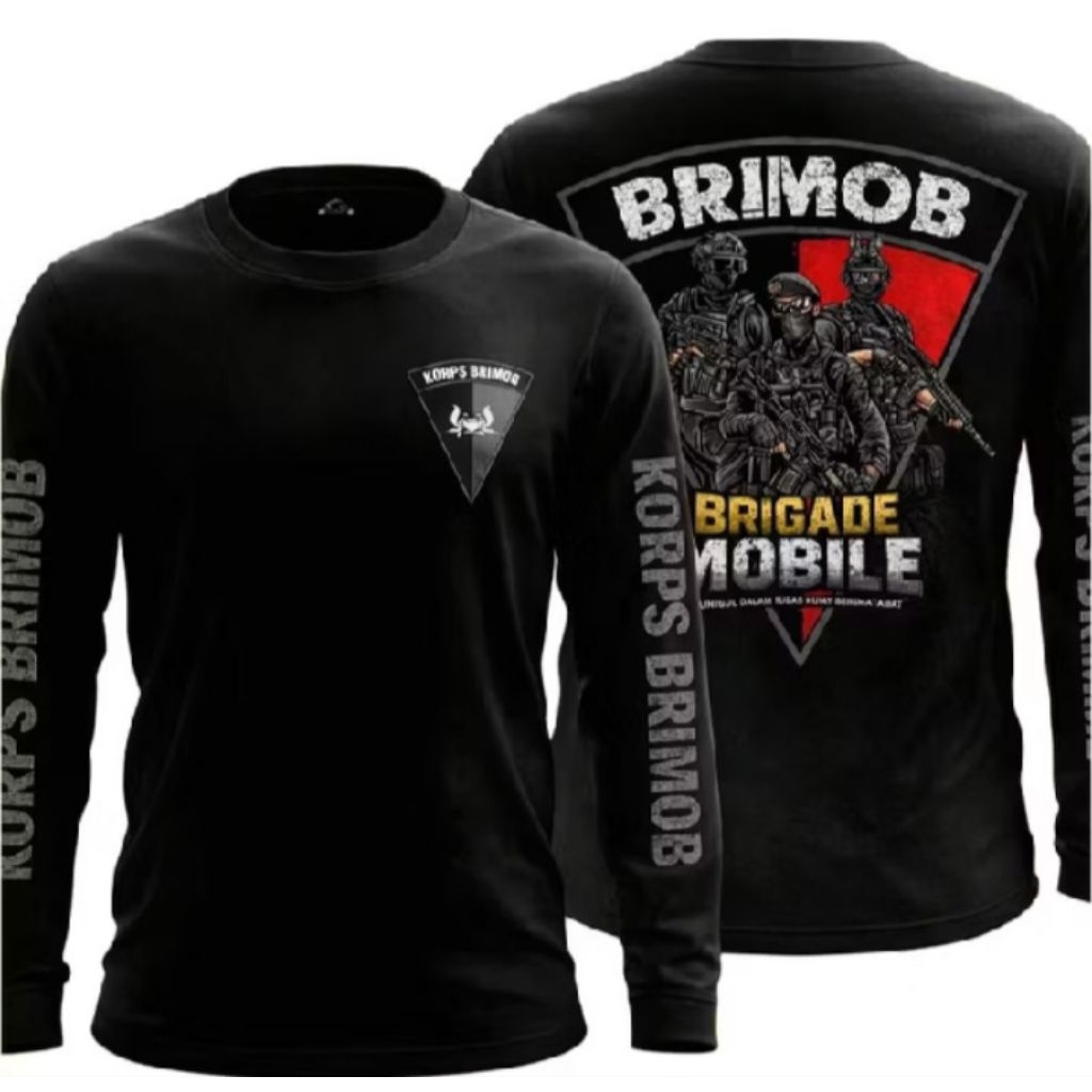 Kaos Lengan panjang Pria-BRIMOB Brigade Mobile//baju Kaos Atasan Murah//Kaos Unisex